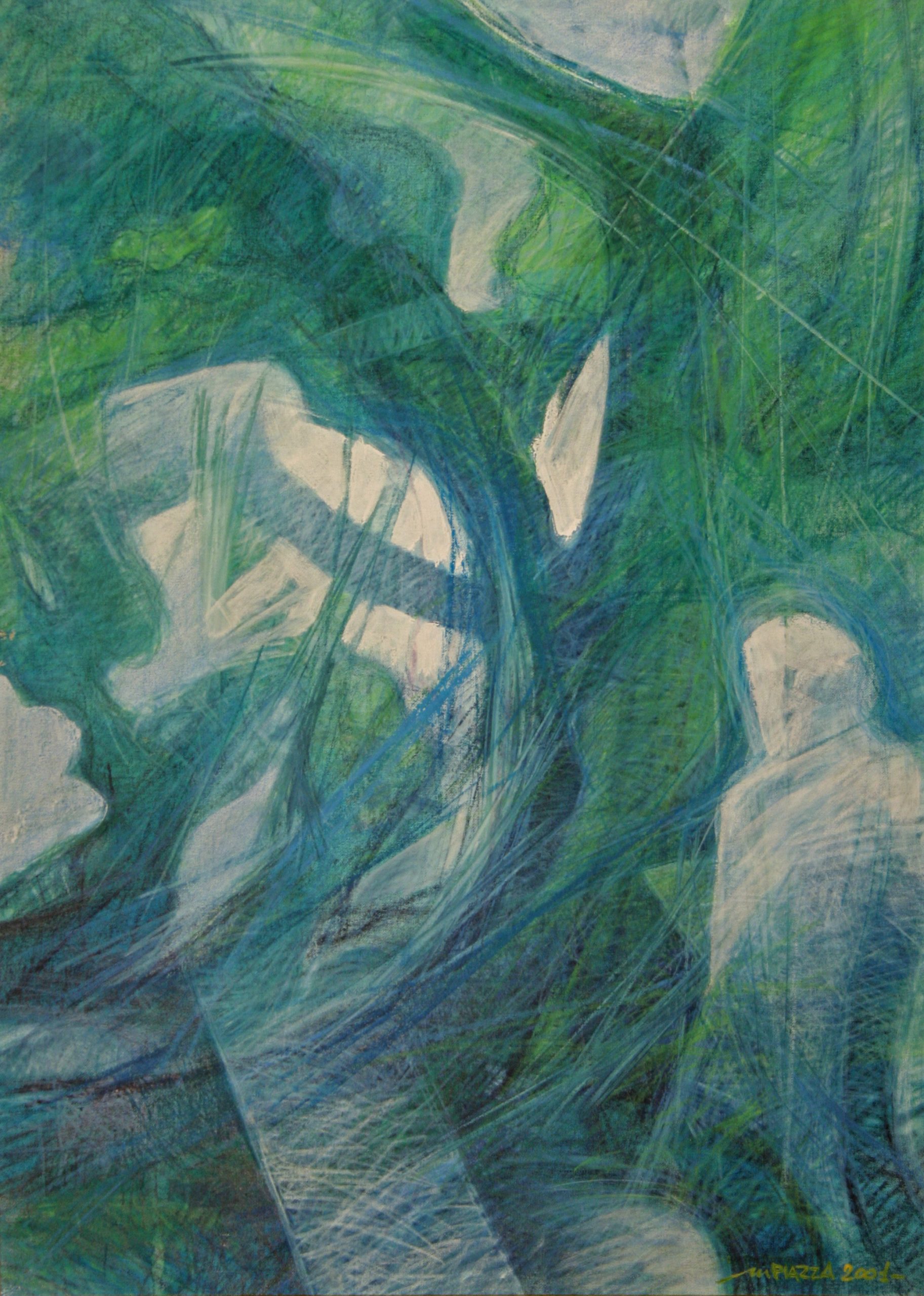 Massimo Piazza - Albero solitario - 2001 - tecnica mista su tela - 70 x 50 cm